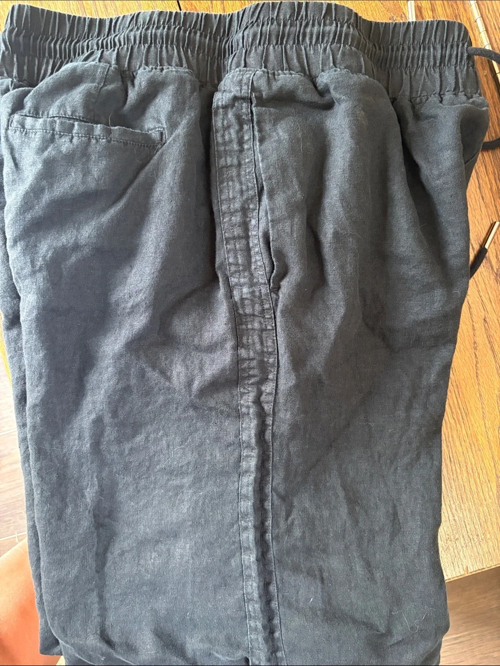 Quince Women's Black Linen Drawstring Pants